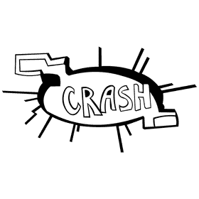 Comic crash black and white clipart