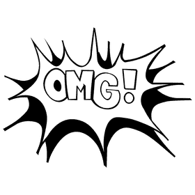Comic omg black and white clipart