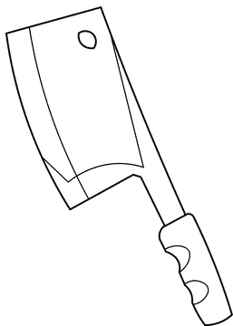 Cooking utensils cleaver black and white clipart