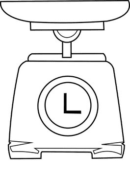 Cooking utensils weigher black and white clipart