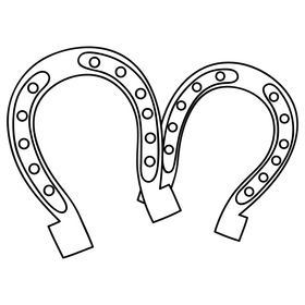 St Patrick's Day golden horseshoe of luck drawing black and white clipart