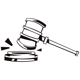 Court hammer black and white clipart