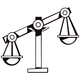 Court weights unbalanced black and white clipart