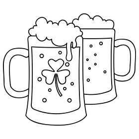 St Patricks Day beer mug drawing black and white clipart