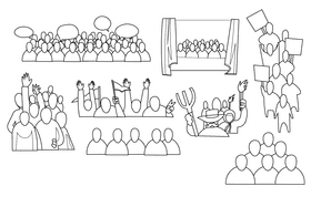 Crowd black and white vector