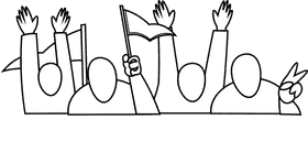 Crowd meeting black and white clipart