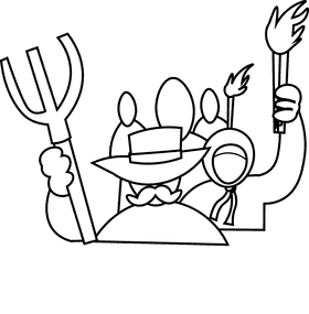 Crowd rebellion black and white clipart