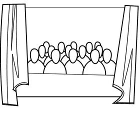 Crowd theatre black and white clipart