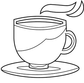 Cup and saucer coffee black and white clipart