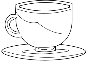 Cup and saucer cup black and white clipart