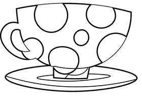 Cup and saucer stains black and white clipart