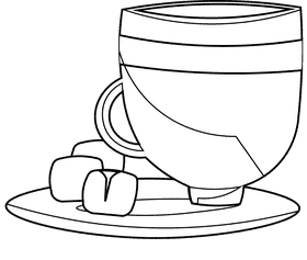 Cup and saucer sugar black and white clipart