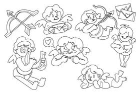 Cupid black and white vector