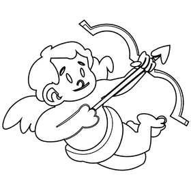 Cupid bowman black and white clipart