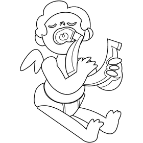 Cupid harp black and white clipart