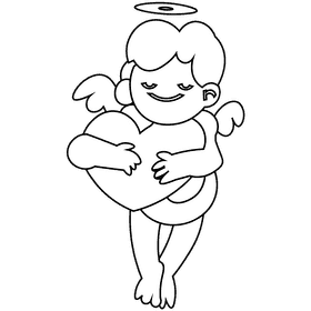 Cupid heart black and white clipart
