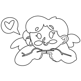 Cupid love black and white clipart