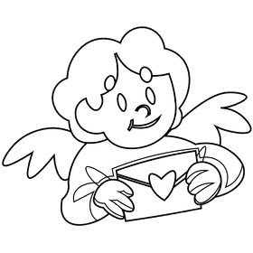 Cupid message black and white clipart