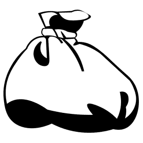 Custodian trash bag black and white clipart