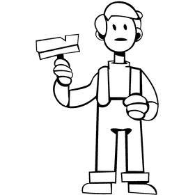 Custodian character brush black and white clipart