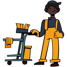 Custodian character cart clipart