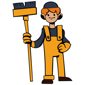 Custodian character mop clipart