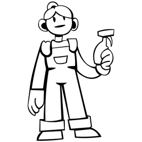 Custodian character spray black and white clipart