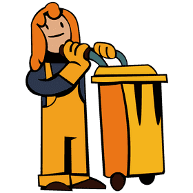 Custodian character trashcan clipart