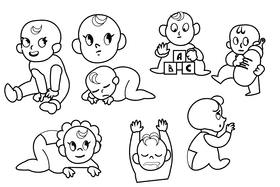 Cute baby black and white vector