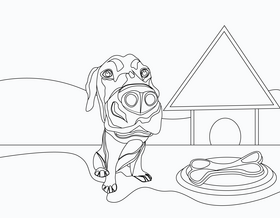 Cute dog black and white vector