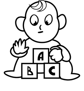 Cute baby blocks black and white clipart