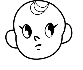 Cute baby face black and white clipart