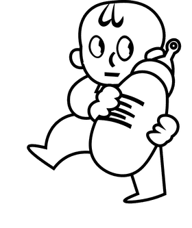 Cute baby milk black and white clipart