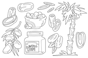 Dates black and white vector