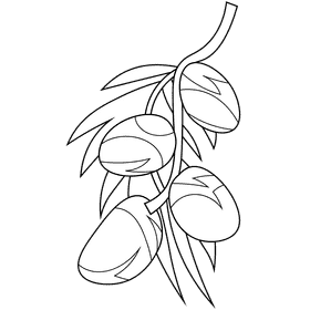 Dates branch black and white clipart
