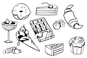 Dessert black and white vector