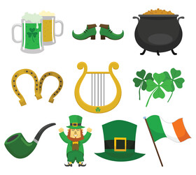 St Patricks Day clipart set vector