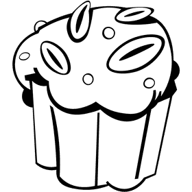 Dessert muffin black and white clipart