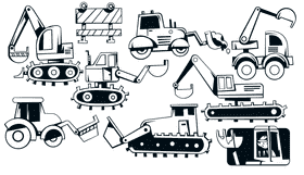 Digger black and white vector