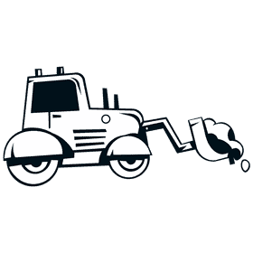 Digger dirt black and white clipart