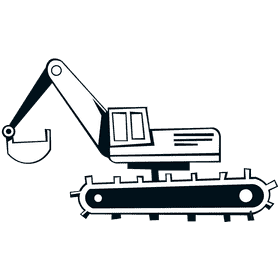 Digger high black and white clipart