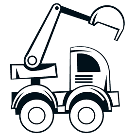 Digger wheels high black and white clipart