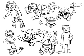 Diver black and white vector