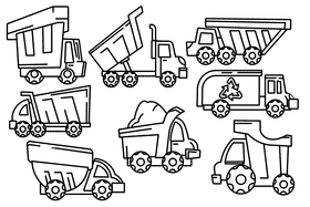 Dump truck black and white vector