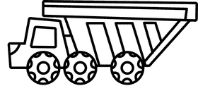 Dump truck long black and white clipart