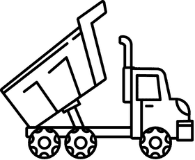 Dump truck open black and white clipart
