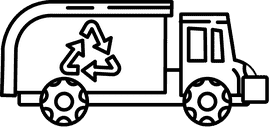Dump truck recycle black and white clipart