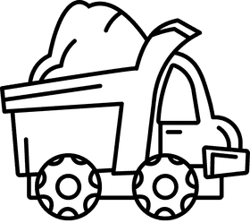 Dump truck sand black and white clipart