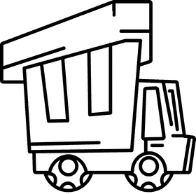 Dump truck square black and white clipart