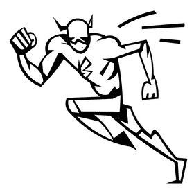 Flash running black and white clipart